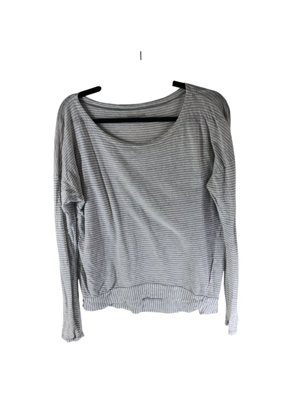 Eileen Fisher Womens Gray Striped Linen Knit Long Sleeve Lightweight Top Size S